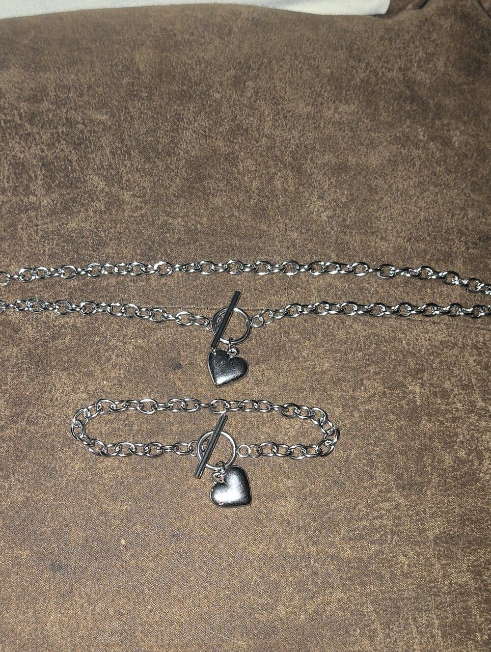 Y2K  Toggle Heart Necklace & Bracelet Jewelry Matching Set Stainless Steel